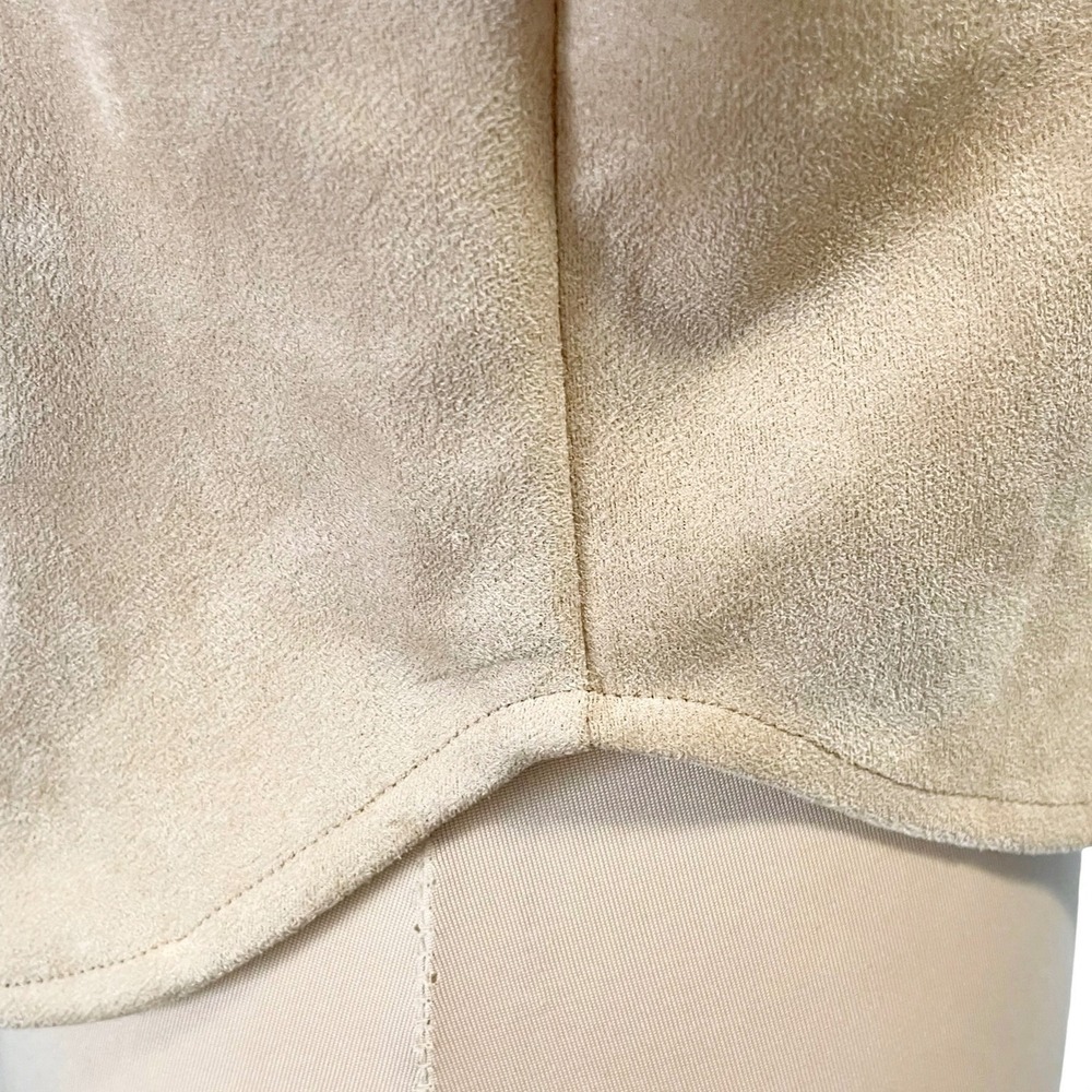 OAT New York Tan Faux Suede Fringe Western Cropped Jacket Size S Festival Boho - Picture 8 of 14